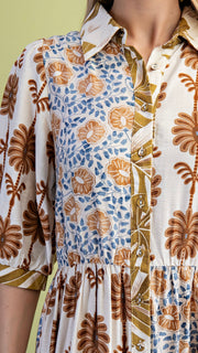 Colorblock Floral Midi Dress