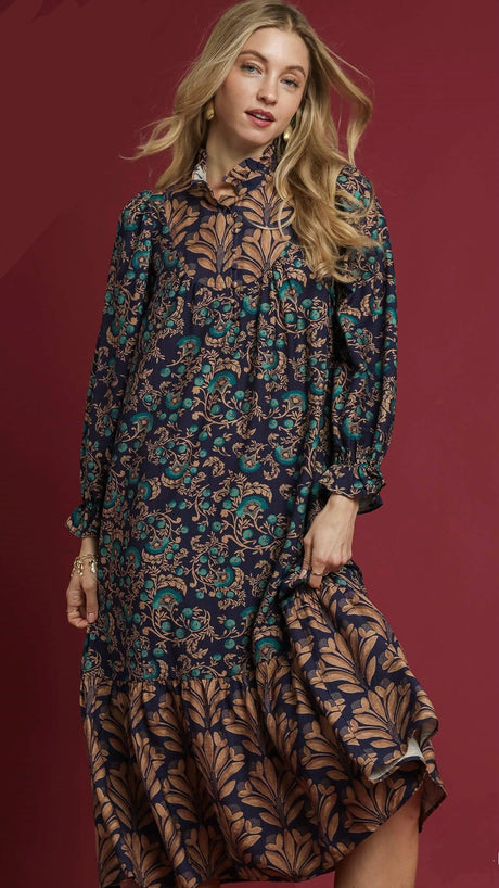 Boho Mixed Floral Midi Dress