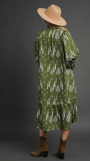 Boho Smocked Bib Midi Dress