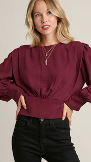 Pleat Shoulder Wide Band Top