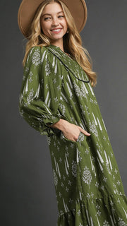 Boho Smocked Bib Midi Dress