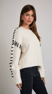 Contrast Yarn Stitch Pullover Sweater