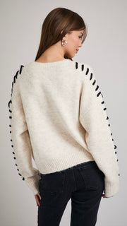 Contrast Yarn Stitch Pullover Sweater