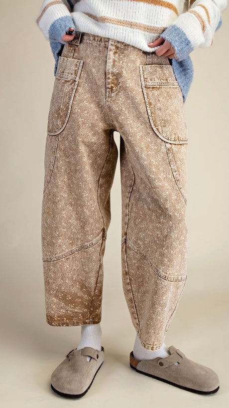 Mineral Wash Floral Patch Pkt Pants