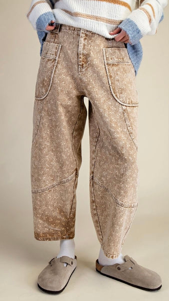 Mineral Wash Floral Patch Pkt Pants