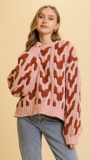 Geometric Cable Knit Sweater