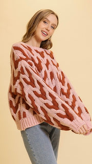 Geometric Cable Knit Sweater