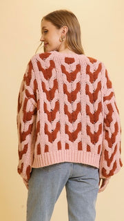 Geometric Cable Knit Sweater