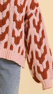 Geometric Cable Knit Sweater