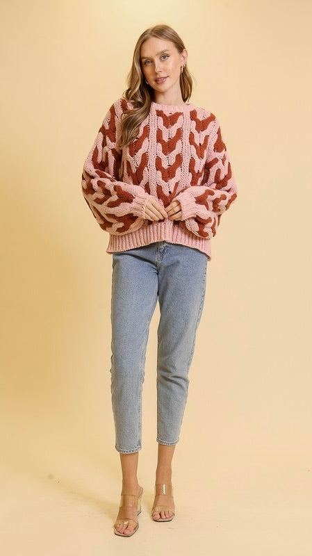 Geometric Cable Knit Sweater