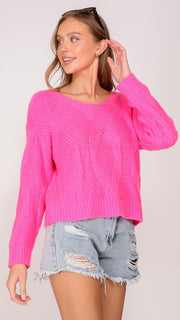 Twist Cable V-Neck Sweater