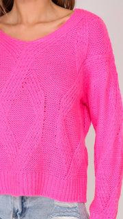 Twist Cable V-Neck Sweater
