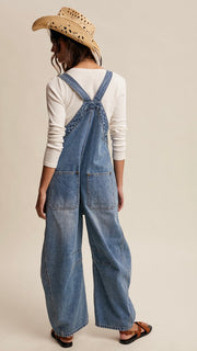 Zip Front Barrel Leg Overalls