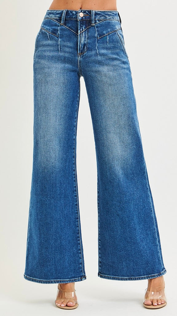 High Rise Yoke Front Wide Leg Jean