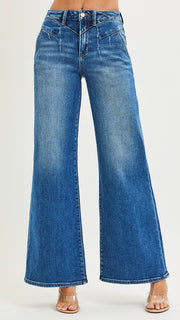High Rise Yoke Front Wide Leg Jean
