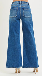 High Rise Yoke Front Wide Leg Jean