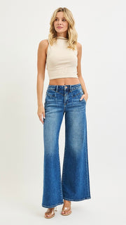 High Rise Yoke Front Wide Leg Jean