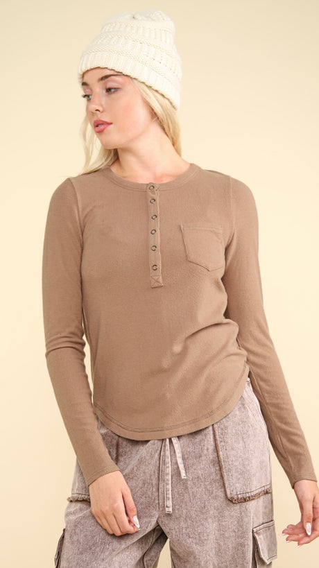 Snap Henley Brushed Rib Knit Top 3