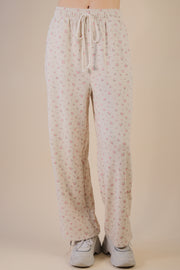 Floral Fleece Knit Pants w/Pockets