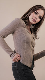 Waffle Knit Snap Front Top