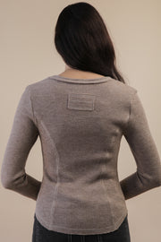 Waffle Knit Snap Front Top