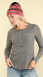 Snap Henley Brushed Rib Knit Top 3