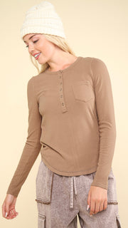 Snap Henley Brushed Rib Knit Top 3