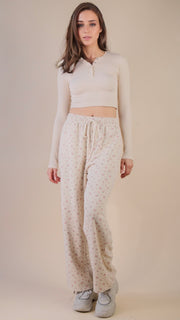 Floral Fleece Knit Pants w/Pockets
