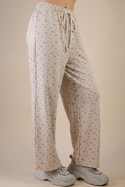 Floral Fleece Knit Pants w/Pockets