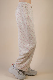 Floral Fleece Knit Pants w/Pockets