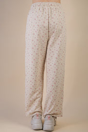 Floral Fleece Knit Pants w/Pockets