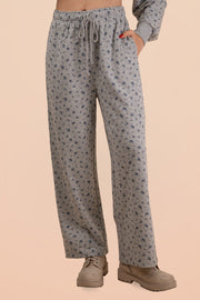 Floral Fleece Knit Pants w/Pockets