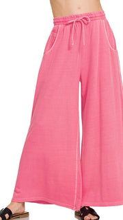 Washed French Terry Wide Leg Pants 3