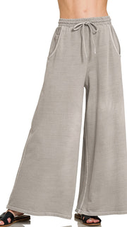 Washed French Terry Wide Leg Pants 3