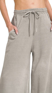 Washed French Terry Wide Leg Pants 3