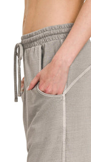 Washed French Terry Wide Leg Pants 3