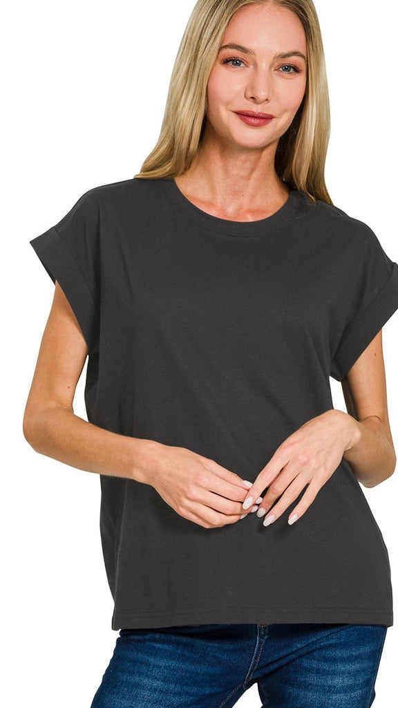 Basic Cuff Short Slv Knit Top 2