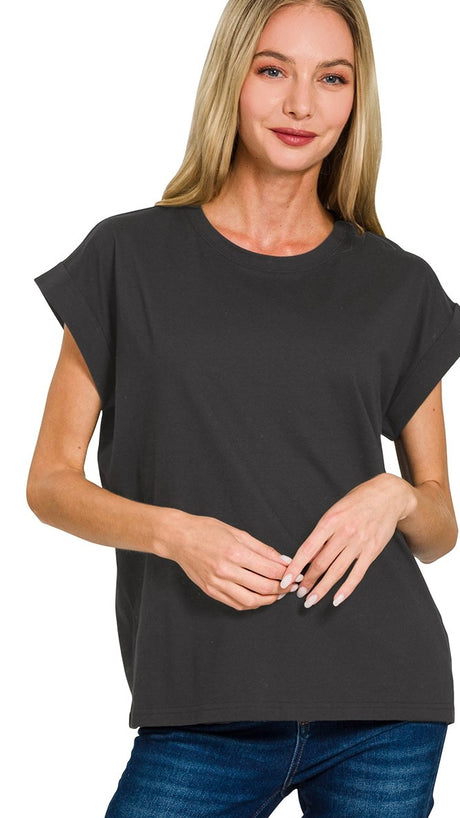 Basic Cuff Short Slv Knit Top 2