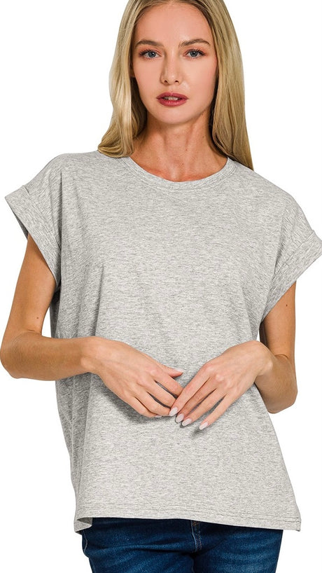 Basic Cuff Short Slv Knit Top 2