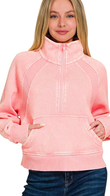 Mineral Half Zip Fleece Pullover Top