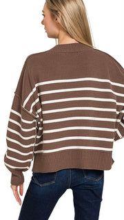 Reverse Seam Stripe Slouch Sweater
