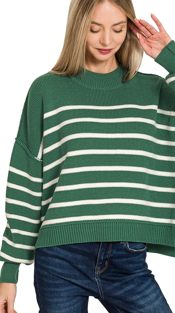 Reverse Seam Stripe Slouch Sweater
