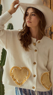Stripe Heart Patch Cardigan