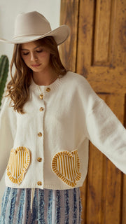 Stripe Heart Patch Cardigan