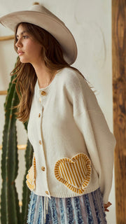 Stripe Heart Patch Cardigan