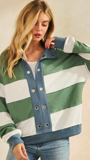 Grommet + Stripe French Terry Knit Top