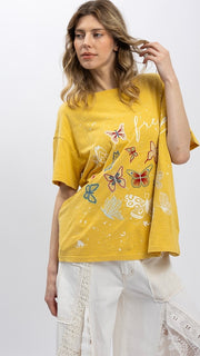 Butterfly Embroidery Tee w/Pockets