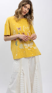 Butterfly Embroidery Tee w/Pockets