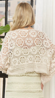 Cotton Crochet Lace Tie Cardigan