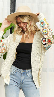 Granny Square Crochet Slv Cardigan